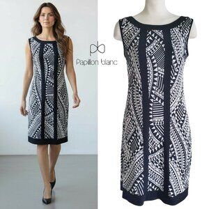 60s Mod Print Retro Nina Ricci Style Sleeveless Dress Black & White Shift Dress